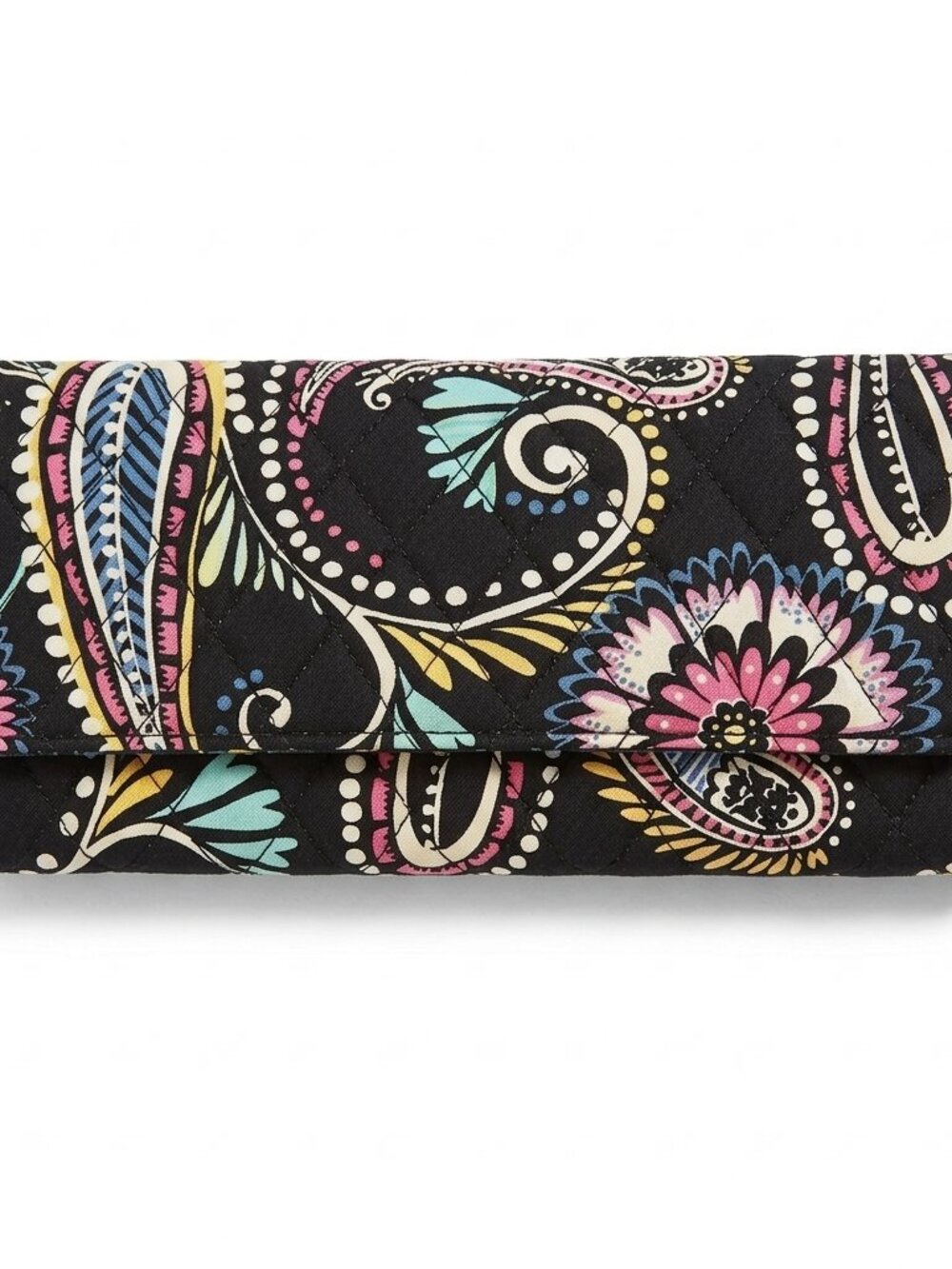 Vera Bradley Quilted Floral Paisley Trifold Wallet - Black Multi